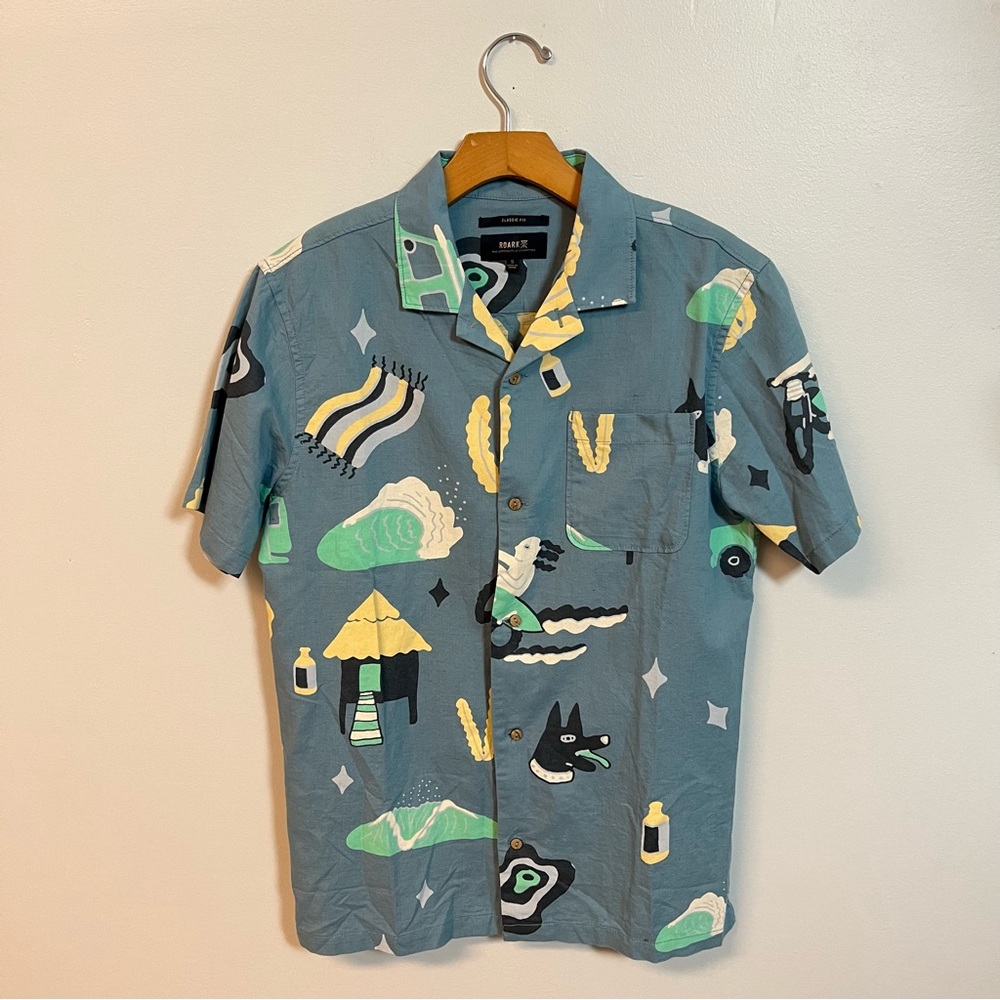 Roark Gonzo Viaje Short-Sleeve Shirt Men's Agave Blue Small